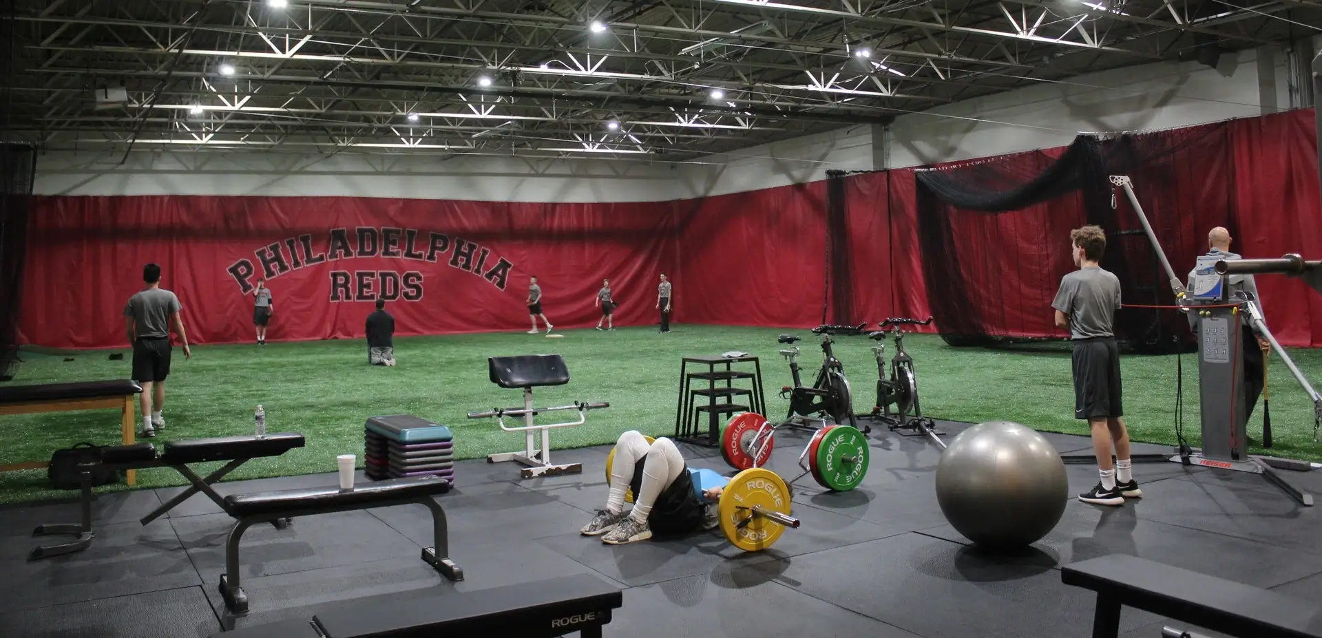 Logo for the Philadelphia Reds baseball training academy in King of Prussia, PA. Baseball skill development for rising college freshmen.